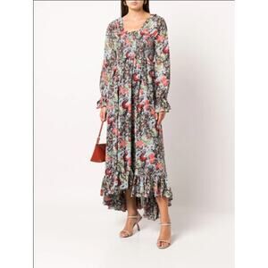 Cinq a Sept Women's Leigh Floral Print Ruffle Maxi Dress Multicolor Size 12